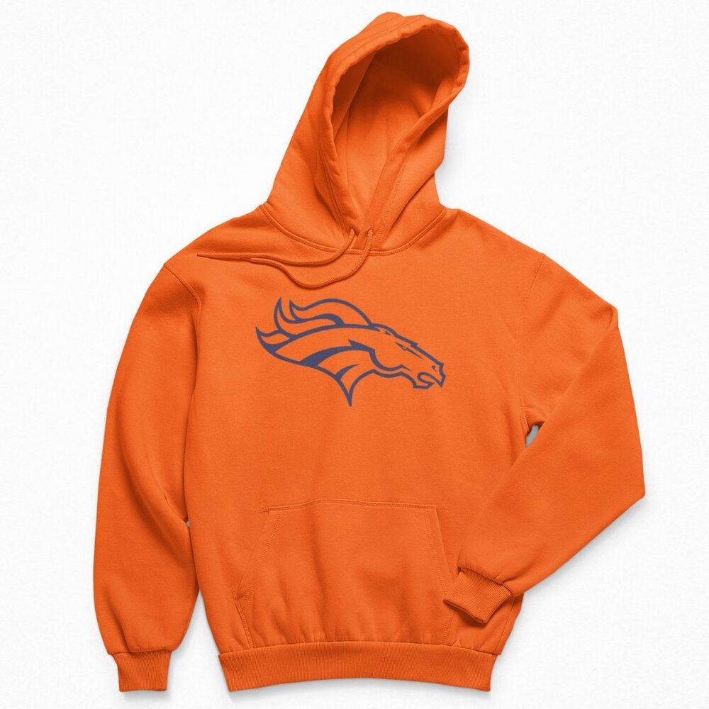 NEW Denver Broncos Team Color Pop Logo Fleece Pullover Hoodie ORANGE
